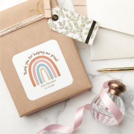 Moderner Regenbogenlehrer Danke Quadratischer Aufkleber