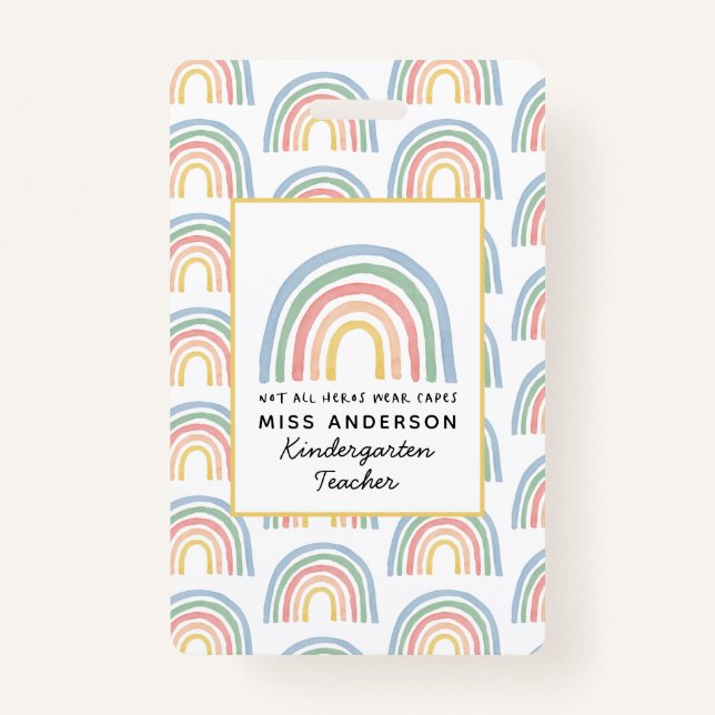 Moderner Regenbogenlehrer dankt Ihnen für Ihr Gesc Ausweis (Vorderseite)