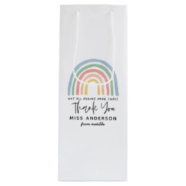 Moderner Regenbogenlehrer dankt Ihnen für Ihr Gesc Geschenktüte Für Weinflaschen