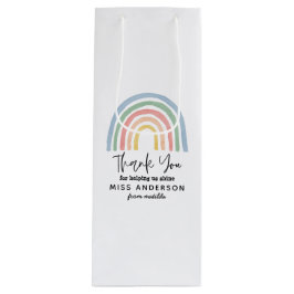 Moderner Regenbogenlehrer dankt Ihnen für Ihr Gesc Geschenktüte Für Weinflaschen