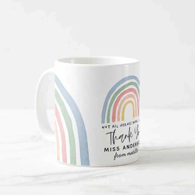 Moderner Regenbogenlehrer dankt Ihnen für Ihr Gesc Kaffeetasse (Vorderseite Links)