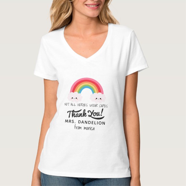 Moderner Regenbogenlehrer dankt Ihnen für Ihr Gesc T-Shirt (Vorderseite)
