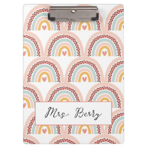 Moderner Regenbogenlehrer tragen Ihren Namen hinzu Klemmbrett