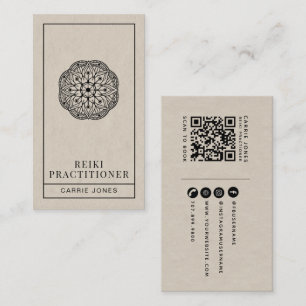 Moderner Reiki-Praktiker Mandala QR-Code Visitenkarte