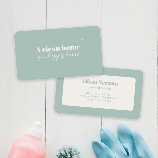 Moderner Reinigungsservice für Hausmädchen Visitenkarte (Muted colors showcase your sparkly clean personality with these cute new business cards!)