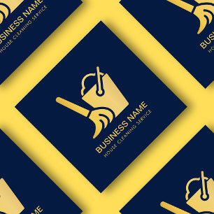 Moderner Reinigungsservice für Marine und Gold Quadratische Visitenkarte
