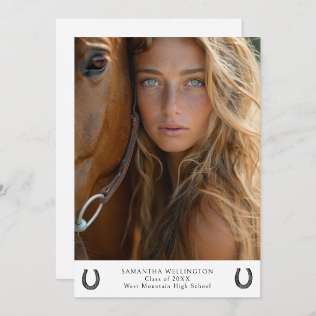 Moderner Reitpferd Foto Abschluss Ankündigung (Vorne/Hinten)