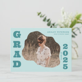 Moderner Retro Aquamarine, fette Typografie Foto A Einladung