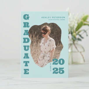 Moderner Retro-Aquamarine Typografie-Foto-Abschlus Ankündigung