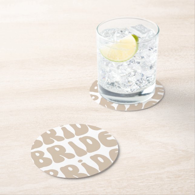 Moderner Retro Bridge Junggeselinnen-Abschied Vint Runder Pappuntersetzer (Vor Ort)