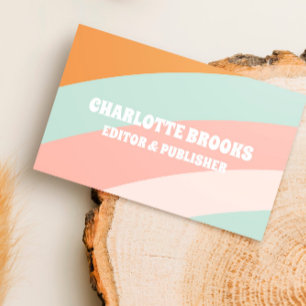 Moderner Retro Color Wave QR Code Visitenkarte