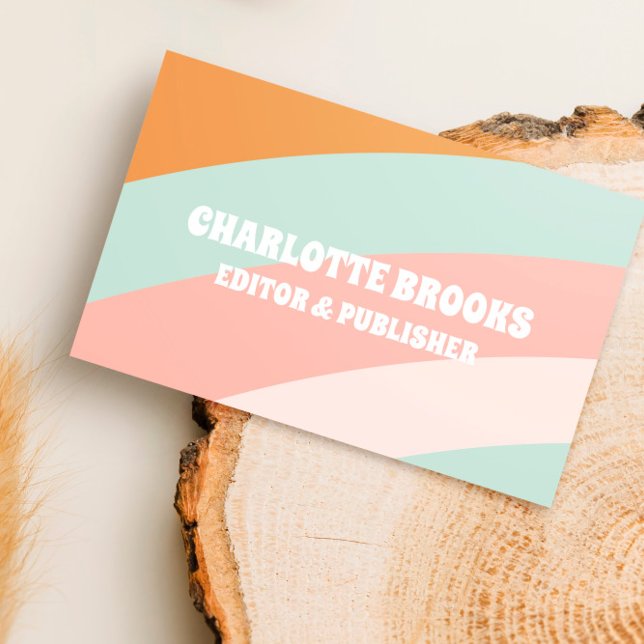 Moderner Retro Color Wave QR Code Visitenkarte (Von Creator hochgeladen)