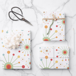 Moderner Retro der 1970er Jahre  Sun Burst Geschenkpapier Set