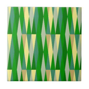 Moderner Retro Diamond Green Yellow Fliese