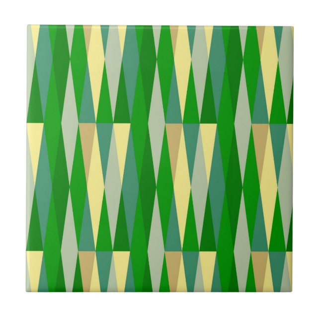 Moderner Retro Diamond Green Yellow Fliese (Vorderseite)