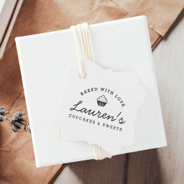 Moderner Retro gebacken mit Liebe Cupcakes Geschenkanhänger