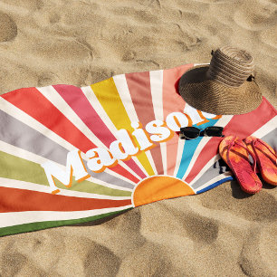 Moderner Retro Individuelle Name Spaß Vintager Reg Strandtuch