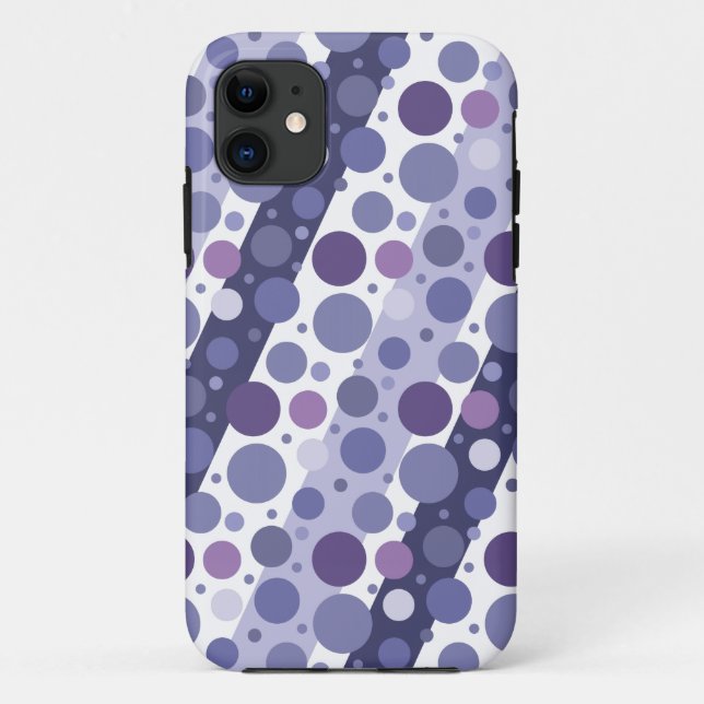 Moderner Retro lila Polka-Punkt-Spaß Case-Mate iPhone Hülle (Rückseite)