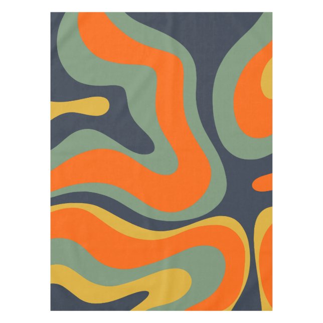 Moderner Retro Liquid Swirl Multicolor Abstrakt Tischdecke (Vorderseite)