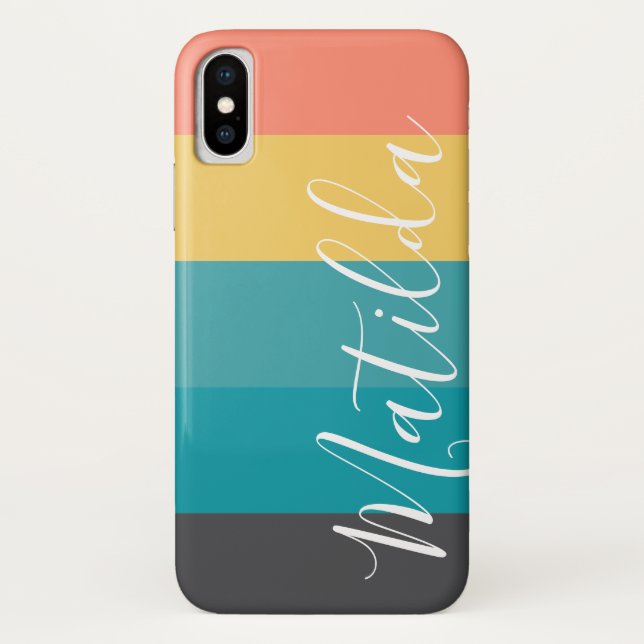 Moderner Retro Ombre Personalisierter Name Case-Mate iPhone Hülle (Rückseite)