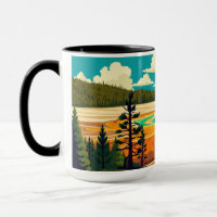 Moderner Retro-Poster der Grand Prismatic Spring