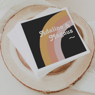 Moderner Retro-Regenbogen der 70er Jahre   Dark We Serviette