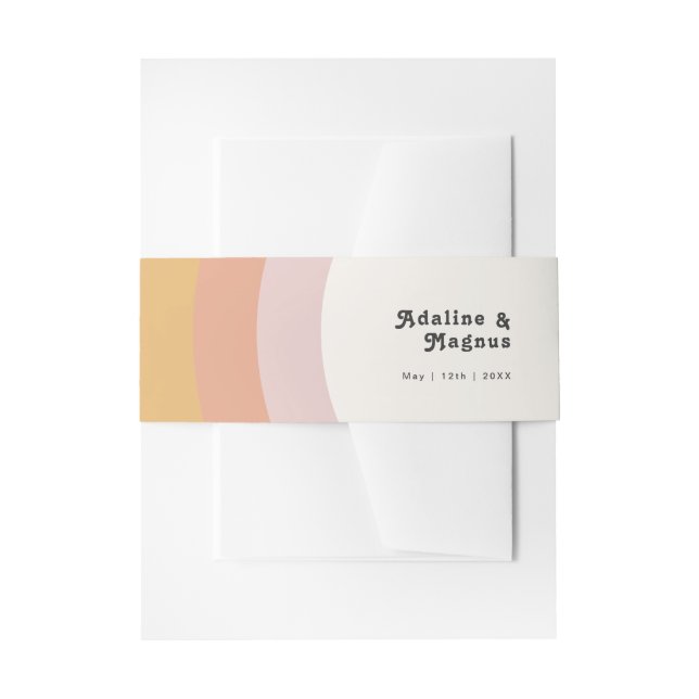 Moderner Retro-Regenbogen der 70er Jahre Einladungsbanderole (Vorderseite Beispiel)