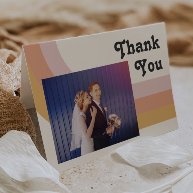 Moderner Retro-Regenbogen der 70er Jahre | Foto ge Dankeskarte (Von Creator hochgeladen)