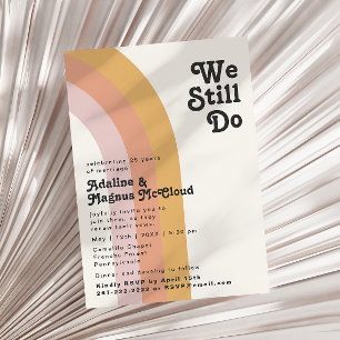 Moderner Retro-Regenbogen der 70er Jahre machen wi Einladung