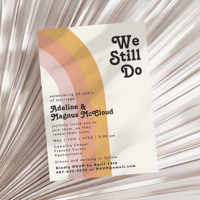 Moderner Retro-Regenbogen der 70er Jahre machen wi Einladung (Von Creator hochgeladen)