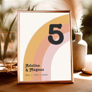 Moderner Retro-Regenbogen der 70er Jahre   TISCHNU Tischnummer