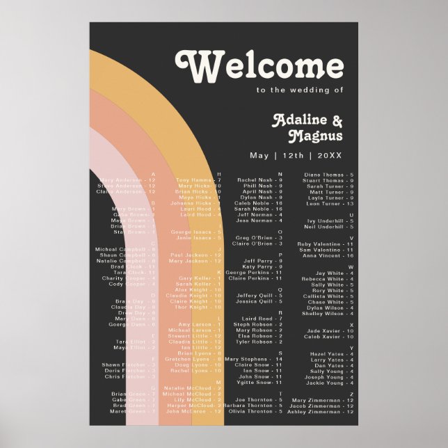 Moderner Retro-Regenbogen | Dunkle Alphabetische S Poster (Vorne)