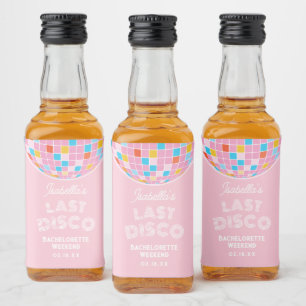 Moderner Retro Rosa Diskothek Ball Junggeselinnen- Alkoholflaschenetikett