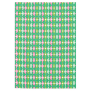 Moderner Retro-Rosa und grüner Diamant aus dem Mit Tischdecke