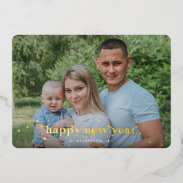 Moderner Retro-Schriftart+Sterne Neues Jahr Foto Folien Feiertagskarte