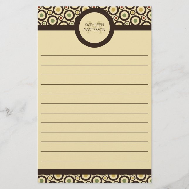 Moderner Retro Tupfen gezeichnete Gewohnheit Briefpapier (Vorderseite)