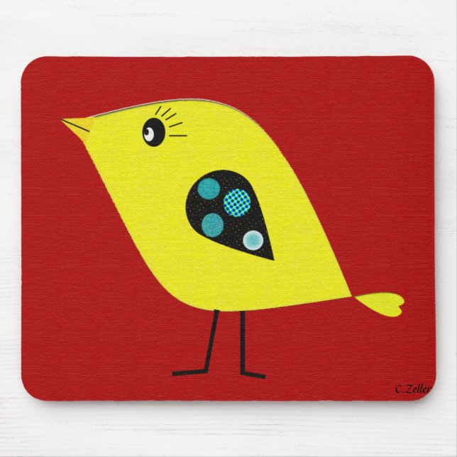 Moderner Retro Vogel Mousepad (Vorne)