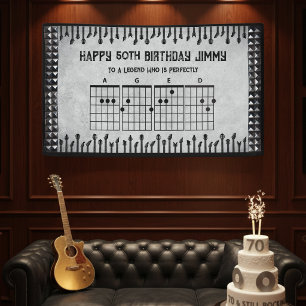 Moderner Rockstar Gitarre 50. Geburtstag Party Ban Banner