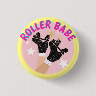 Moderner Roller Babe Skater Derby Skaten Gift Button