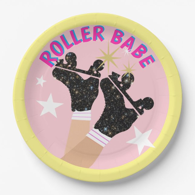 Moderner Roller Babe Skater Derby Skaten Gift Pappteller (Vorderseite)