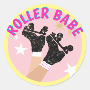 Moderner Roller Babe Skater Derby Skaten Gift Runder Aufkleber