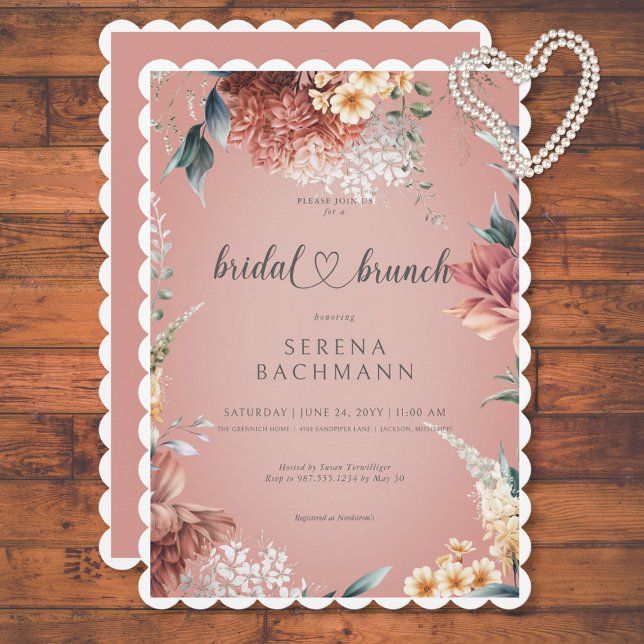 Moderner Romantischer Garten Floral Bridal Brunch Einladung (Modern Romantic Garden Floral Bridal Brunch Invitation)