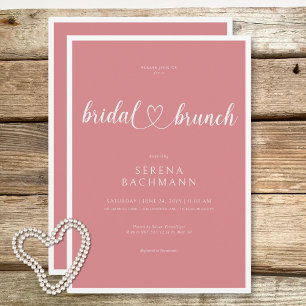 Moderner romantischer Minimal Pink Bridal Brunch Einladung