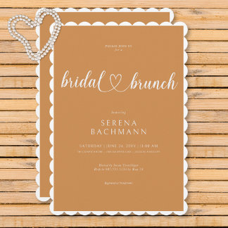 Moderner romantischer Minimal Rust Bridal Brunch Einladung