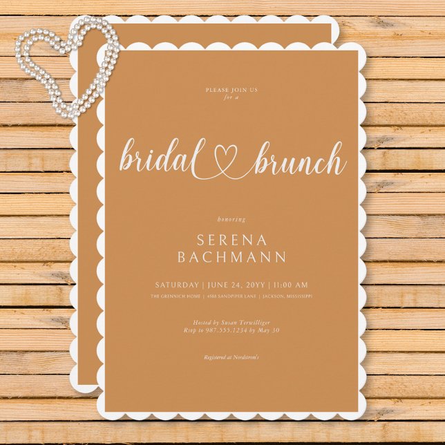 Moderner romantischer Minimal Rust Bridal Brunch Einladung (Modern Romantic Minimal Rust Bridal Brunch Invitation)