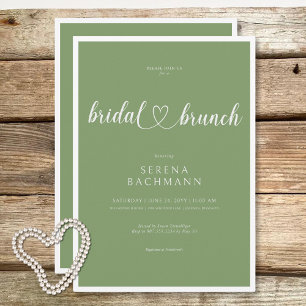 Moderner romantischer Minimal Sage Green Bridal Br Einladung