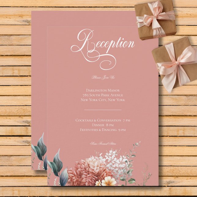 Moderner romantischer Rosa Garten Empfang Begleitkarte (Modern Romantic Pink Garden Floral Reception Enclosure Card)