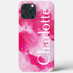 Moderner rosa Abstrakter Pinselstrich Personalisie Case-Mate iPhone Hülle