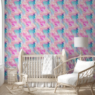 Moderner rosa blauer Pastell Alkohol Tinte Abstrak Tapete