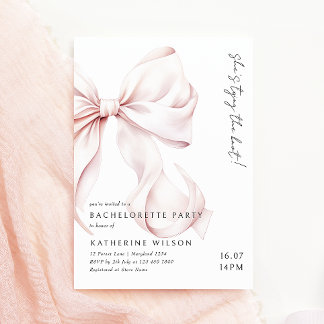 Moderner Rosa Bow Junggeselinnen-Abschied Einladun Einladung